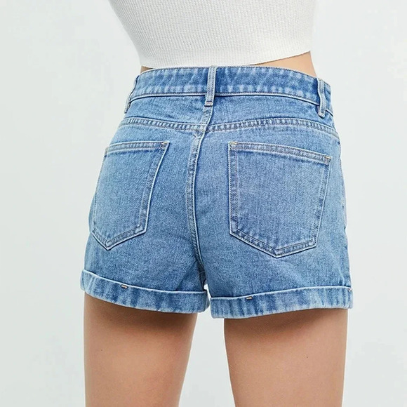 PacSun Party Blue Denim Mom Short, Color Blue Size 26 - Picture 3 of 16